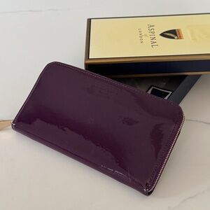 Aspinal Of London WALLET CLUTCH purple, NEW timeless, elegant